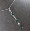 LONG .70CT DIAMOND & AAA EMERALD 14KT WHITE GOLD 3D MULTI SHAPE LARIAT NECKLACE
