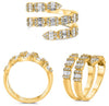 LARGE .78CT DIAMOND 14KT YELLOW GOLD 3D ROUND & BAGUETTE CRISS CROSS SNAKE RING