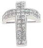 1.10CT DIAMOND 14KT WHITE GOLD PRINCESS INVISIBLE 2 ROW CROSS FLOATING PENDANT