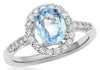 1.94CT DIAMOND & AAA AQUAMARINE 14K WHITE GOLD OVAL & ROUND HALO ENGAGEMENT RING