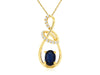 .73CT DIAMOND & AAA SAPPHIRE 14KT YELLOW GOLD 3D OVAL LOVE KNOT FLOATING PENDANT