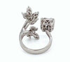 LARGE 2.33CT DIAMOND 18K WHITE GOLD 3D MULTI SHAPE DOUBLE FLOWER SQUARE FUN RING