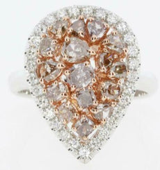 1.96CT WHITE & PINK DIAMOND 18KT WHITE & ROSE GOLD MULTI SHAPE CLUSTER FUN RING