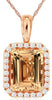 2.30CT DIAMOND & AAA MORAGNITE 14KT WHITE GOLD EMERALD CUT HALO FLOATING PENDANT