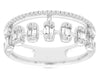 .45CT DIAMOND 14K WHITE GOLD ROUND & BAGUETTE MULTI ROW WEDDING ANNIVERSARY RING