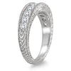 1.0CT DIAMOND 14KT WHITE GOLD 3D ROUND SEMI ETERNITY FILIGREE ANNIVERSARY RING