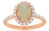 ESTATE 1.50CT DIAMOND & AAA OPAL 14KT ROSE GOLD 3D OVAL & ROUND HALO FUN RING