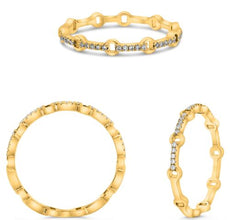 .08CT DIAMOND 14K YELLOW GOLD CLASSIC ROUND CIRCLE OF LIFE BY THE YARD LOVE RING