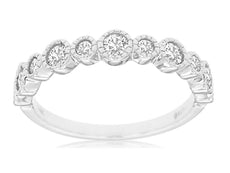 .52CT DIAMOND 14KT WHITE GOLD 3D ROUND FILIGREE SEMI ETERNITY ANNIVERSARY RING
