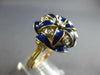ANTIQUE LARGE .18CT OLD MINE DIAMOND & BLUE ENAMEL 18KT 2 TONE GOLD RING #27709