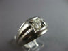 ESTATE LARGE .50CT DIAMOND 14KT WHITE GOLD 3D SOLITAIRE HANDCRAFTED MENS RING