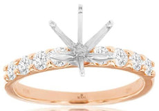 .56CT DIAMOND 14KT WHITE & ROSE GOLD 9 STONE 6 PRONG SEMI MOUNT ENGAGEMENT RING