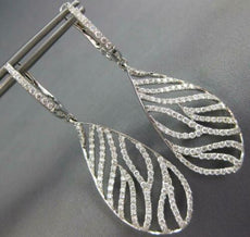 ESTATE 2.10CT DIAMOND 18KT WHITE GOLD 3D CLASSIC MULTI LEAF HANGING EARRINGS