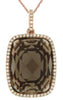LARGE 9.90CT DIAMOND & AAA SMOKY TOPAZ 14KT ROSE GOLD 3D HALO FLOATING PENDANT