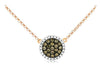 0.35CT WHITE & MOCHA DIAMOND 14KT ROSE GOLD CLUSTER ROUND HALO CLASSIC NECKLACE