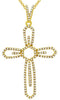 ESTATE .45CT DIAMOND 14KT YELLOW GOLD 3D CLASSIC FLORAL CROSS FLOATING PENDANT