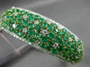 ESTATE LARGE 10.9CT & AAA EMERALD DIAMOND 18K 2 TONE GOLD FLOWER BANGLE BRACELET