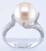 ESTATE .57CT DIAMOND & AAA SOUTH SEA PEARL 14KT WHITE GOLD CLASSIC FUN LOVE RING