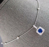 1CT DIAMOND & AAA SAPPHIRE 18KT WHITE GOLD ROUND BY THE YARD SQUARE LOVE PENDANT