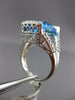 ESTATE LARGE 9.20CT DIAMOND & AAA BLUE TOPAZ 14KT WHITE GOLD OPEN FILIGREE RING