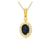 1.25CT DIAMOND & AAA SAPPHIRE 14KT YELLOW GOLD 3D OVAL & ROUND FLOATING PENDANT