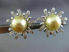 ESTATE LARGE .42CT DIAMOND & AAA SOUTH SEA PEARL 14KT WHITE GOLD FLOWER EARRINGS
