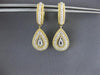 ESTATE .70CT DIAMOND 14K YELLOW GOLD ROUND TEAR DROP HUGGIE FUN HANGING EARRINGS