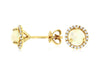 ESTATE .76CT DIAMOND & AAA OPAL 14K YELLOW GOLD ROUND HALO MARTINI STUD EARRINGS