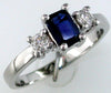 1.0CT DIAMOND & AAA SAPPHIRE 14KT WHITE GOLD EMERALD CUT & ROUND ENGAGEMENT RING