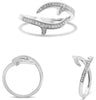 ESTATE .15CT DIAMOND 14KT WHITE GOLD 3D ROUND DOUBLE LEAF CRISS CROSS FUN RING