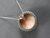 .75CT DIAMOND & AAA CORAL 14KT WHITE GOLD 3D CLASSIC ROUND HALO FLOATING PENDANT