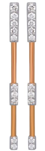 ESTATE .72CT DIAMOND 18KT WHITE GOLD 3D ROUND MULTI BAR FUN HANGING EARRINGS