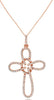 ESTATE .28CT DIAMOND 14KT ROSE GOLD 3D DOUBLE INFINITY CROSS FLOATING PENDANT