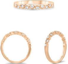 .28CT DIAMOND 14K ROSE GOLD ROUND FILIGREE FLORAL SEMI ETERNITY ANNIVERSARY RING