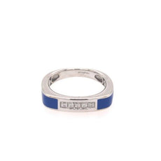 ESTATE .05CT DIAMOND & BLUE ENAMEL 18KT YELLOW GOLD 3D CLASSIC 5 STONE FUN RING