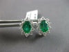 1.96CT DIAMOND & AAA EMERALD 18K WHITE GOLD OVAL FLOWER CLIP ON HANGING EARRINGS