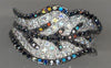 ESTATE 1.64CT WHITE & BLACK DIAMOND 18KT WHITE GOLD CLASSIC MULTI LEAF FUN RING