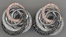 LARGE 7.86CT MULTI COLOR DIAMOND 18KT WHITE & ROSE GOLD MULTI CIRCULAR EARRINGS