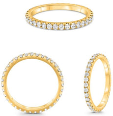 .65CT DIAMOND 14K YELLOW GOLD 3D ROUND 4 PRONG ETERNITY WEDDING ANNIVERSARY RING