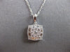 .43CT DIAMOND 14KT WHITE GOLD ROUND & BAGUETTE CLUSTER FILIGREE FLOATING PENDANT