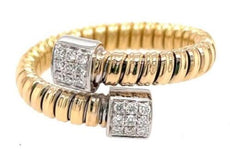 ESTATE .16CT DIAMOND 18KT 2 TONE GOLD ROUND DOUBLE SQUARE CRISS CROSS FUN RING