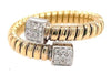 ESTATE .16CT DIAMOND 18KT 2 TONE GOLD ROUND DOUBLE SQUARE CRISS CROSS FUN RING