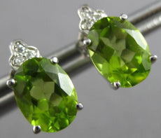 2.08CT DIAMOND & AAA PERIDOT 14K WHITE GOLD 3D OVAL & ROUND FLOWER STUD EARRINGS