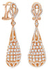 LARGE 2.24CT DIAMOND 18KT ROSE GOLD TEAR DROP FILIGREE CLIP ON HANGING EARRINGS