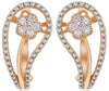.42CT DIAMOND 14KT ROSE GOLD 3D FLOWER HORSESHOE FUN LEVERBACK HANGING EARRINGS
