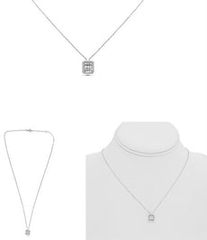 .23CT DIAMOND 14K WHITE GOLD 3D ROUND & BAGUETTE SQUARE OCTAGON CLUSTER NECKLACE