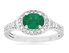 1.13CT DIAMOND & AAA EMERALD 14K WHITE GOLD 3D HALO OVAL & ROUND FRIENDSHIP RING