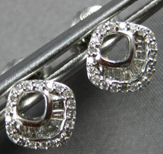 ESTATE .21CT DIAMOND 14KT WHITE GOLD ROUND & BAGUETTE GEOMETRICAL STUD EARRINGS
