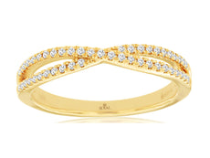 ESTATE .18CT DIAMOND 14KT YELLOW GOLD 3D CRISS CROSS INFINITY CLASSIC LOVE RING