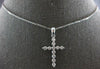 ESTATE .52CT DIAMOND 14K WHITE GOLD 3D ROUND SHARED PRONG CROSS FLOATING PENDANT